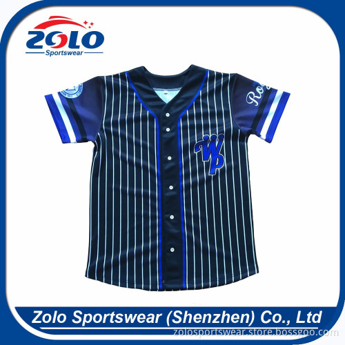 2017 new style embroidered flat knit stripe sewing pattern baseball jersey
